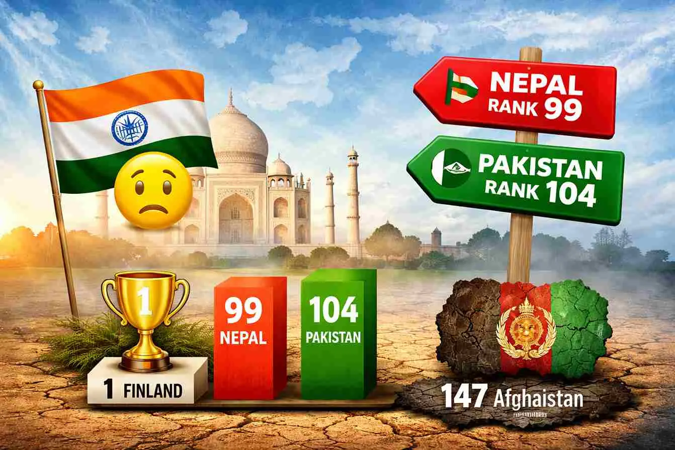 World Happiness Report 2026: India at 116th Rank, Behind Nepal and Pakistan