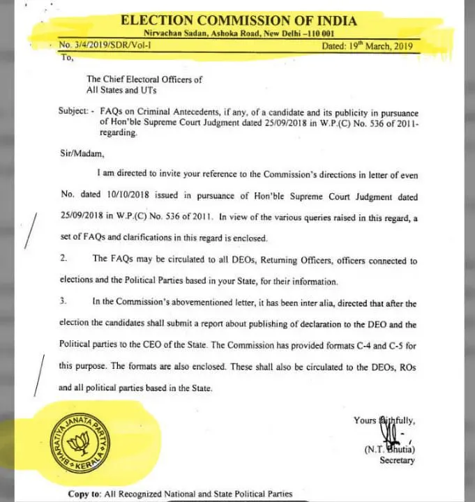 Alleged Election commission Notice with Bjp seal