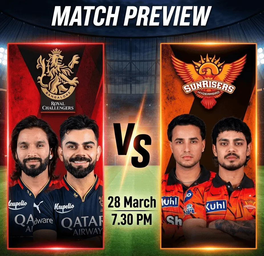 RCB vs SRH Match Preview IPL 2026: Date, Time, Playing XI, Head-to-Head & Key Players